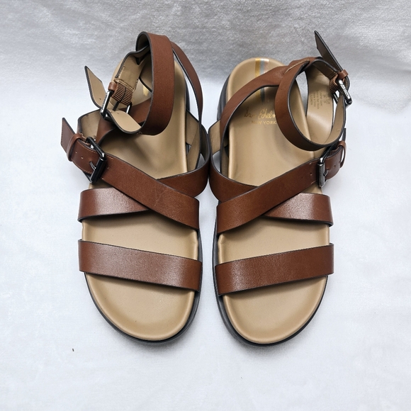Sam Edelman Eleanora Lug Sole Brown Leather Buckle Sandals - Picture 2 of 6